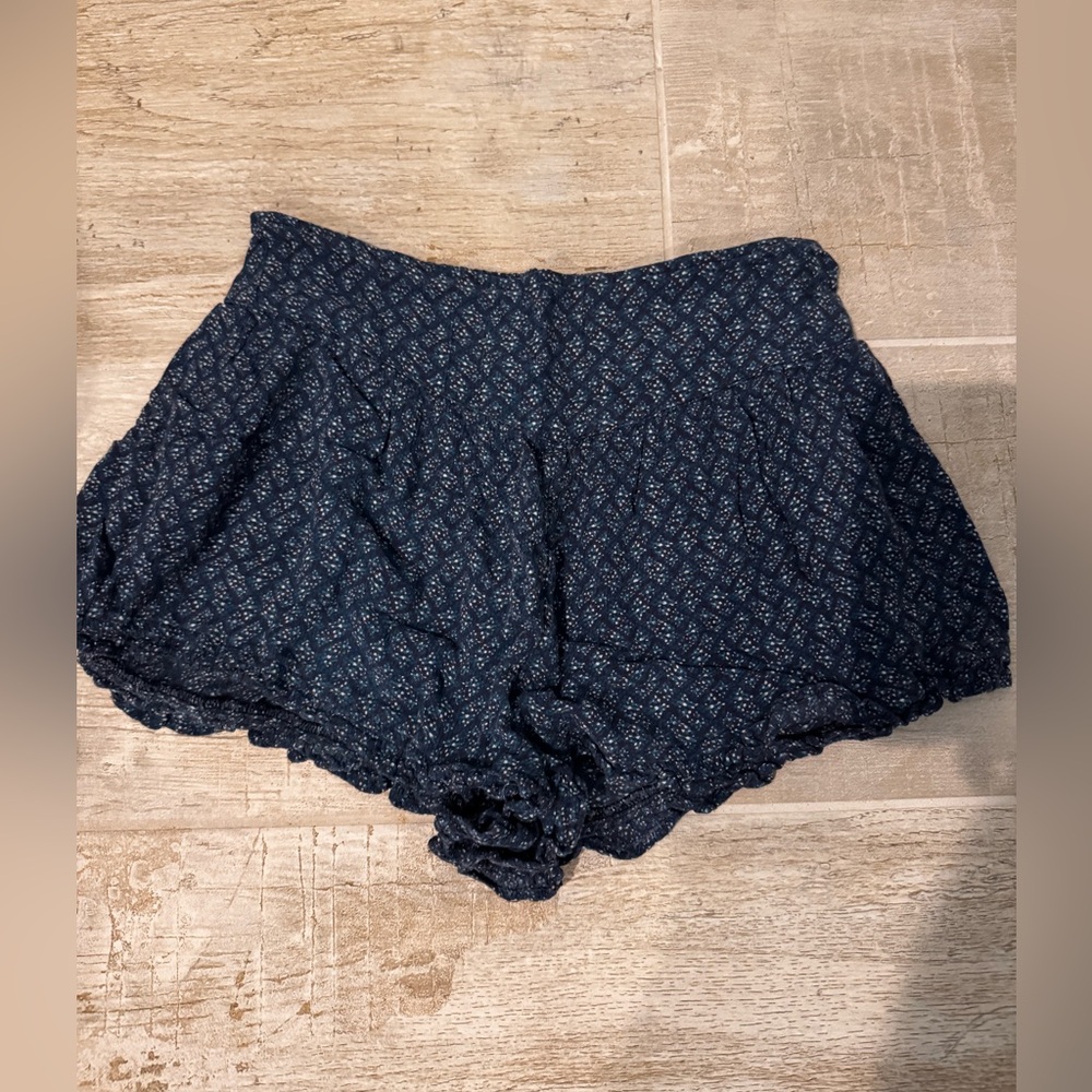 Blue Flowy Patterned Shorts